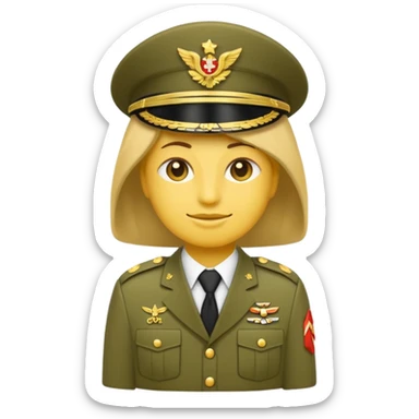 Eine salutierenden Emoji (Hautfarbe: weiß) in Armee Klamotten sticker
