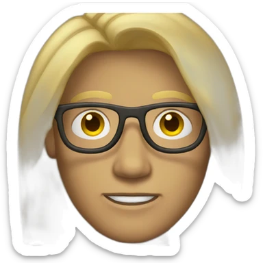 dark blonde guy with round glasses long hair sticker