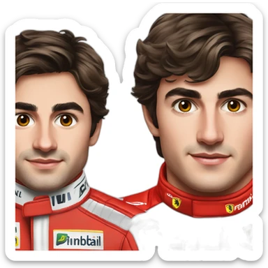 Carlos Sainz and Charles Leclerc in a Ferrari F1 suit sticker