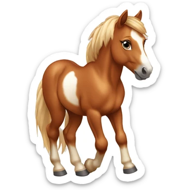 Chestnut horse with white, cheeky playful horse, young horse foal filly horse yearling playful trotting sticker