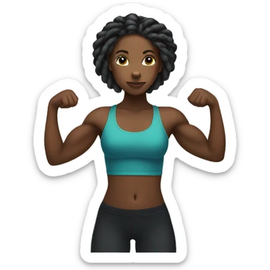 Black girl with locs doing bicep curls sticker