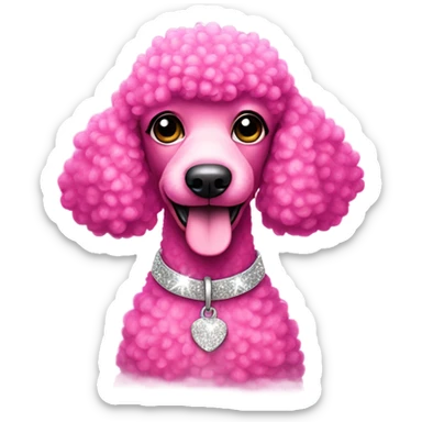 Hot pink poodle with glitter collar sticker