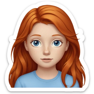 Ginger head girl with long hair and lightblue eyes sticker