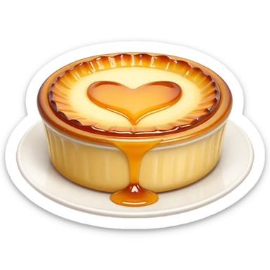 Cinematic Realistic Cr√®me Br√ªl√©e Dessert Emoji, depicted as a rich custard with a perfectly caramelized sugar top rendered with exquisite textures and warm, inviting lighting. sticker