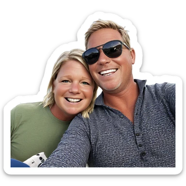 boys enjoying sunny selfie sticker