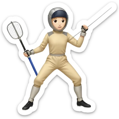 A person wearing fencing equipment with their entire body sticker