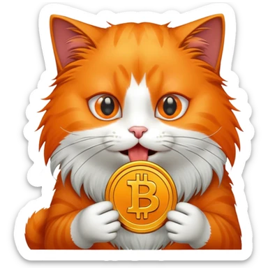 Cat eating bitcoin sticker