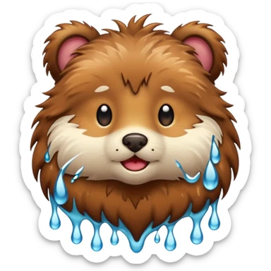 wet furry animal sticker