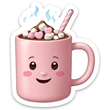 Corazón Light Pink mug of hot chocolate with marshmallows  sticker