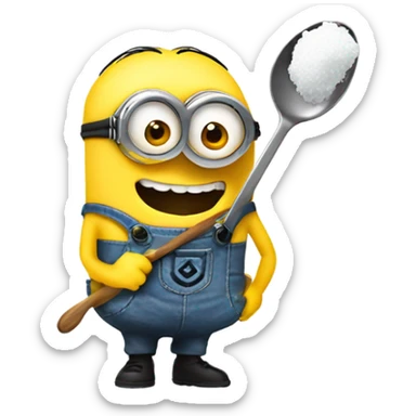 Minion heating up suger on a spoon sticker