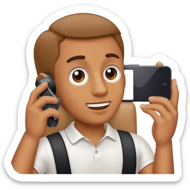 man recording with phone camera sticker