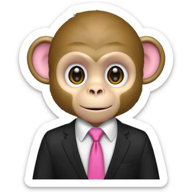  monkey with black shirt,pink tie sticker