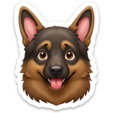 cartoon style dark German Shepherd dog with longer tongue hanging out  sticker