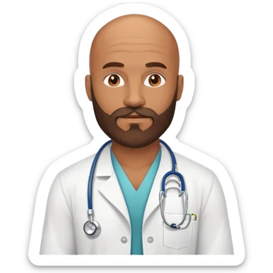 Muscular bald brown beard hippie doctor  sticker