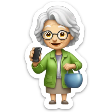 Old woman who take picture of dog poop sticker