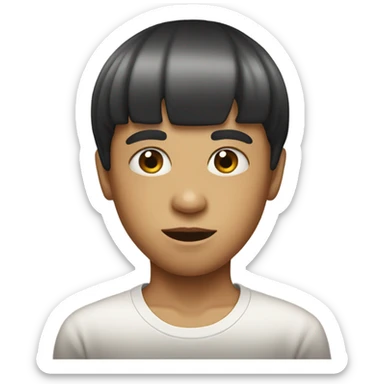 A ugly boy with a bowl cut sticker