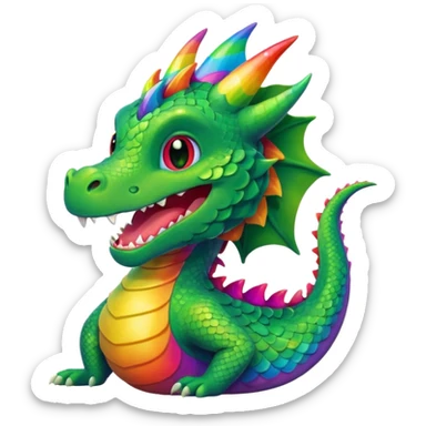 a laughing dragon breathing rainbow sticker