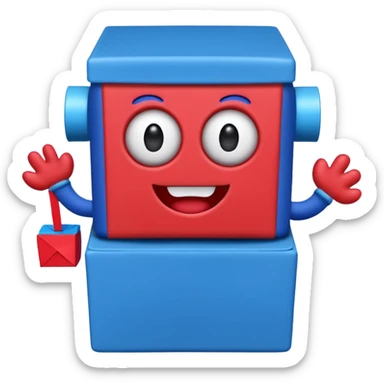 Boxy Boo character from Poppy Playtime, red and blue jack-in-the-box monster sticker
