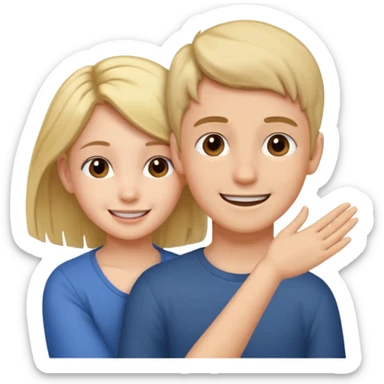 a boy putting a girls hair behind her ear gesture sticker