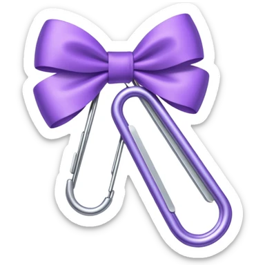 one silver paper clip with a purple bow in the middle sticker