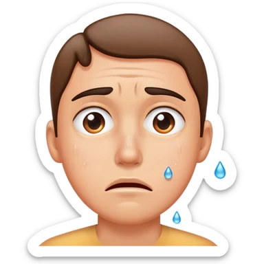 Face with sweat droplets, anxious expression, sweating profusely sticker