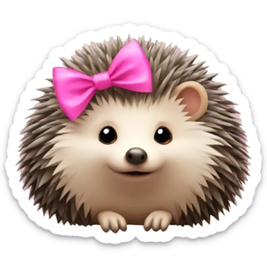 hedgehog with a pink bow sticker