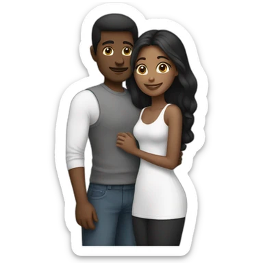 Black and white couple sticker