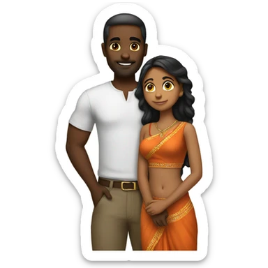 indian girl with a black man love sticker
