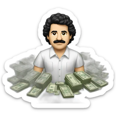 Pablo escobar with money and Columbia flag sticker