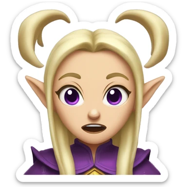 enraged angry, Noble female Elf with Elf ears and blonde hair and purple robes sticker