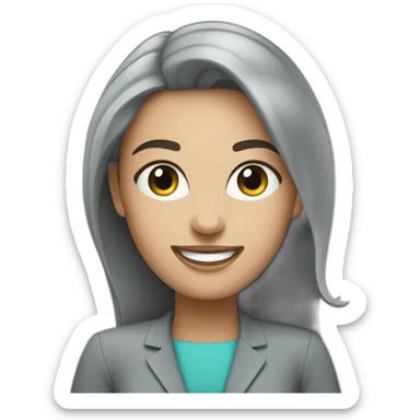AN HAPPY FEMALE MILLENIALS EXECUTIVE IN GREY AND AGUAMARINE CLOTH sticker