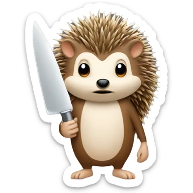 Hedgehog with a knife sticker