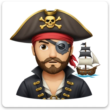 pirate with eye sailing a ship in strom sea background sticker