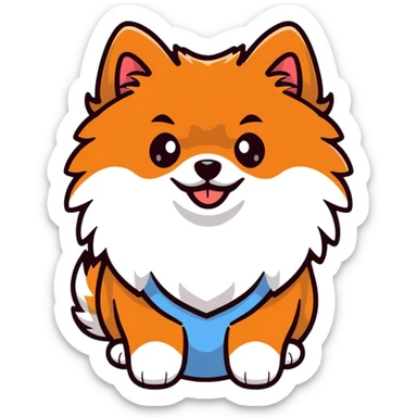 cute Pomeranian spitz dog with fluffy fur and happy expression sticker