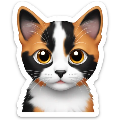 orange black and white calico kitten sticker
