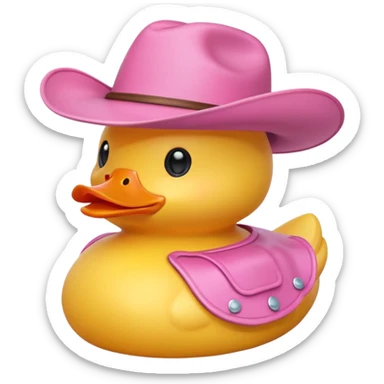 Rubber duck with pink cowboy hat  sticker