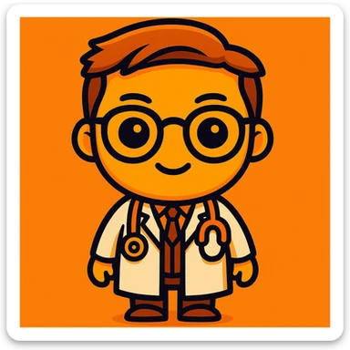 An eye doctor emoji in sticker style with a orange color sticker