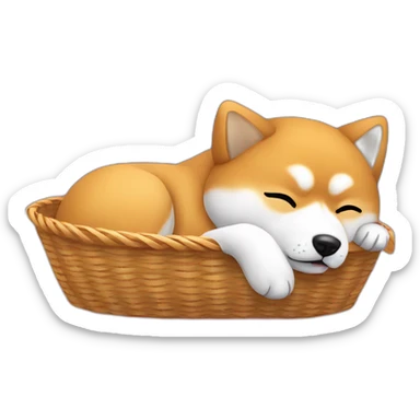 Shiba Inu sleeping in a basket  sticker