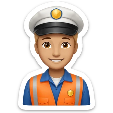 create a realistic emoji of a logistic worker resting on a parking spot sticker