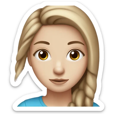 White girl with blue eyes, straight brown hair sticker