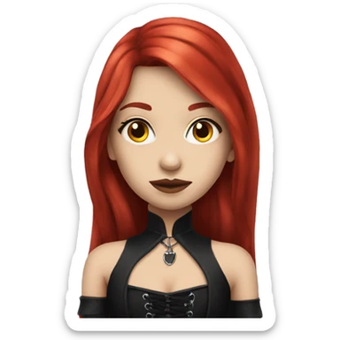 girl with long red hair in gothic outfit sticker