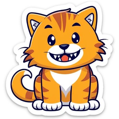 saber-toothed cat with massive, dramatically elongated canine teeth that extend well below the chin sticker