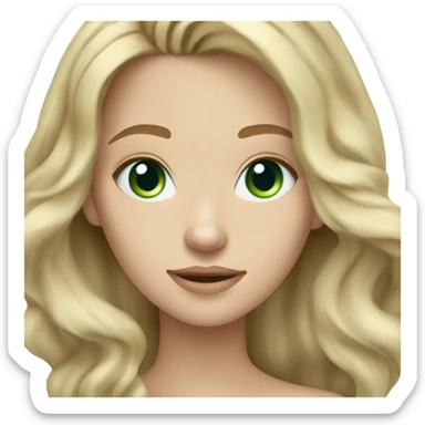 dark blonde hair girl bluegreen eyes pale skin wavy hair sticker