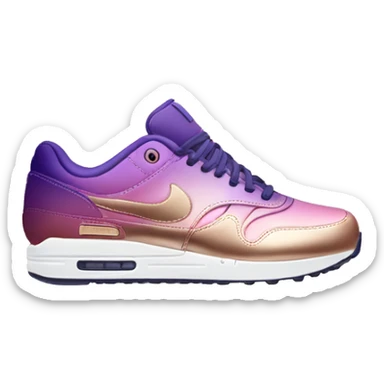 Realistic pair of metallic dark purple to rose gold ombre Nike Sneakers facing forward.  sticker