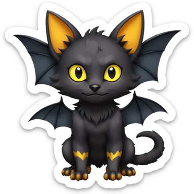 Dark Black Lykoi-Bat-Litten-Torracat-Noibat-Hybrid (Full body) sticker