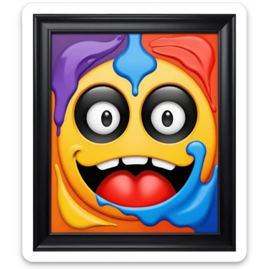 weird painting with a frame   sticker