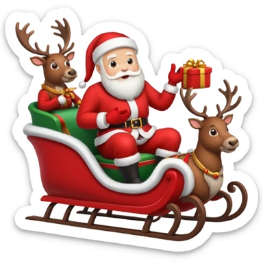 Santa in sleigh with Reindeers sticker