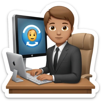 man with lgiht brown hair doing back, round cheeks at work sticker