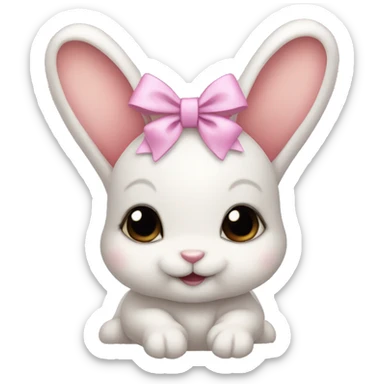 Baby bunny with coquette bow on ear sticker
