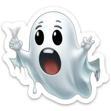 ghost stuck halfway in a wall ejecting a spray of white milky substance forward from stomach area sticker